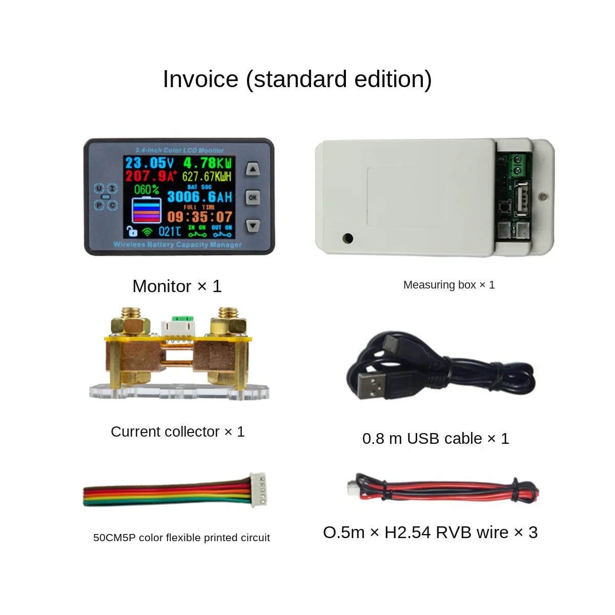 VAC8710F 2.4 Inch Wireless Voltage Meter+Acquisition Module+Measurement Box Coulometer Capacity Power Detector 120V 100A