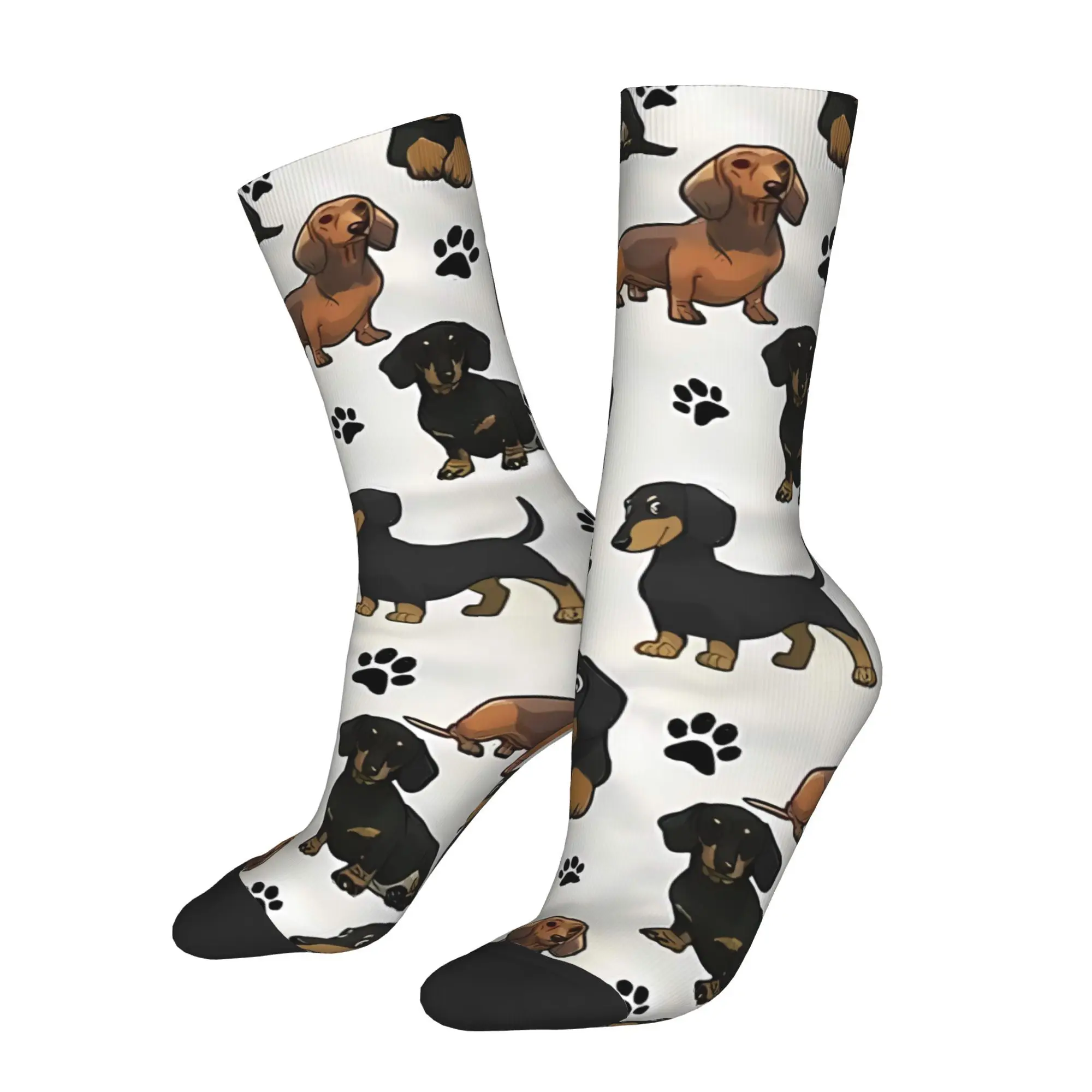 

Retro Dachshund Dog Cartoons Cute Men's Socks Unisex Harajuku Funny Crew Sock Gift