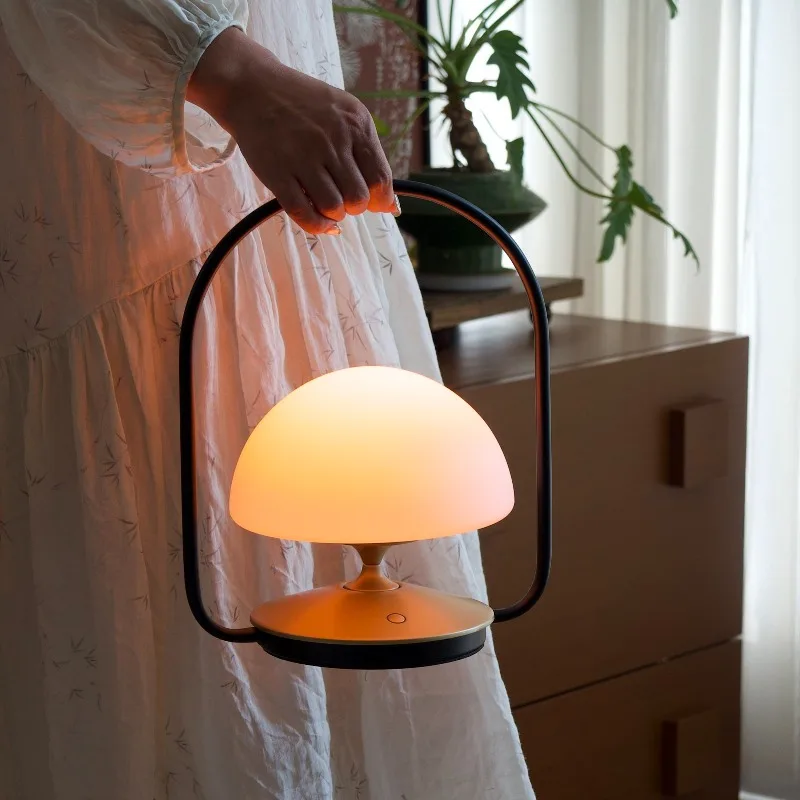 Retro Portable Night Light Luxury Mushroom Design Rechargeable Lamp Vintage Room Decoration Mood Light Minimalist Led Table Lamp