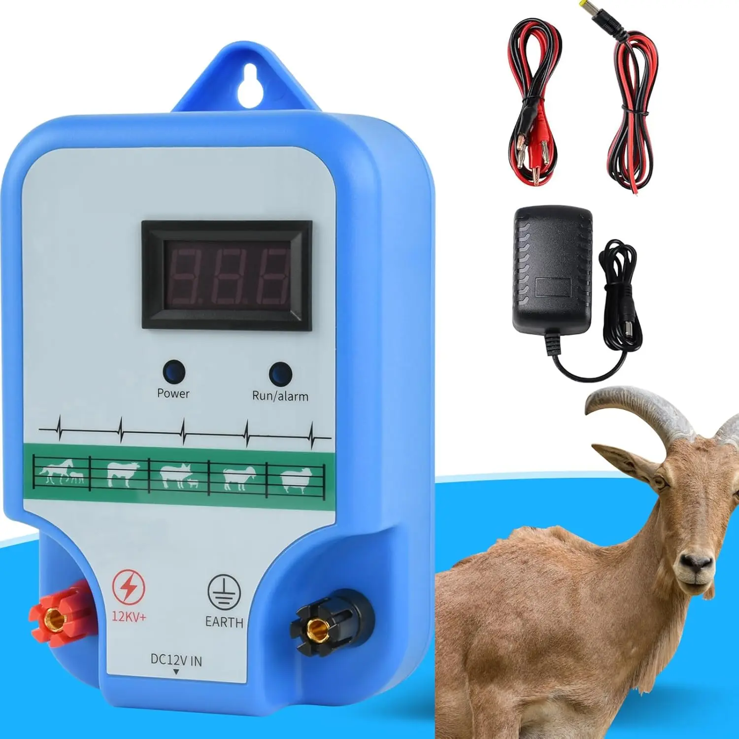 110V/220V8KM Electric Fence Energizer for Farm, Livestock Controlling&Wild Animal Intrusion Prevention, Garden Fencing Accessory