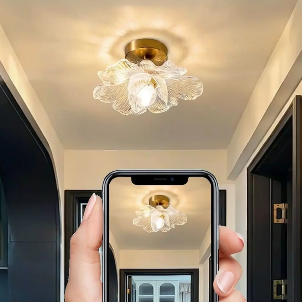 French Vintage Flower Ceiling Light LED Flush Mount Lighting Fixture For Hallway Aisle Balcony Porch Staircase Closet Home