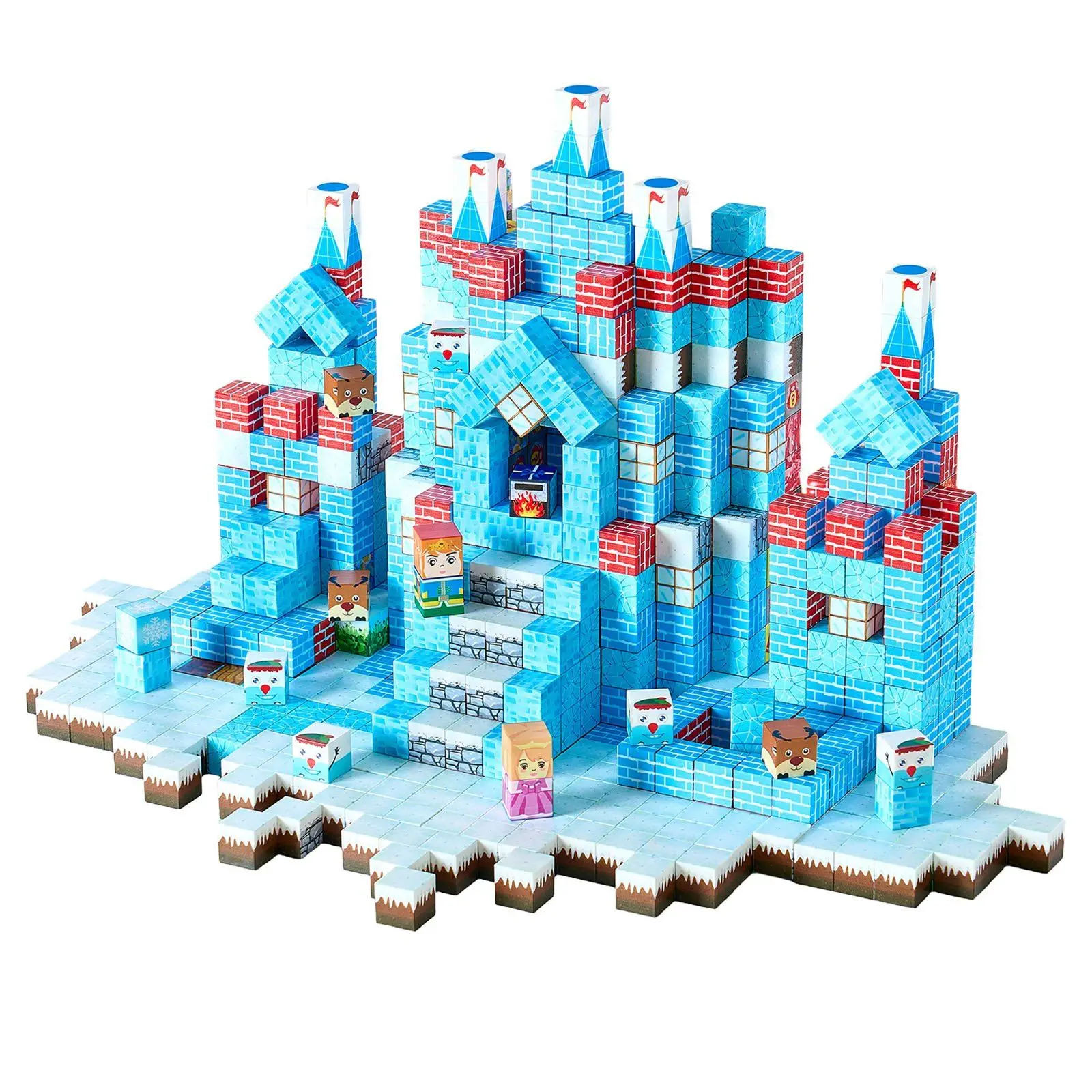 Blocs magnétiques 150 pièces, ensemble de château Glacier, jouets sensoriels STEM Montessori