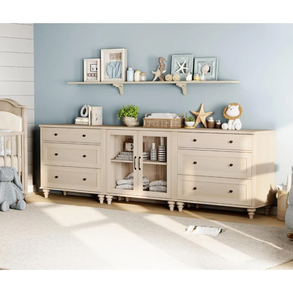 Suporte de TV para TV de 100 polegadas, mesa de console de TV de madeira para TV de 75/80/85/90 polegadas, centro de entretenimento com porta de vidro e gaveta