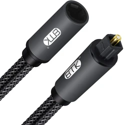 Optical Extension Cable Mate to Female Toslink Cable Digital SPDIF Optic Cable Nylon braideded for Smart-TV to Soundbar