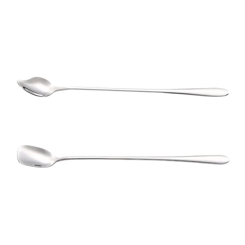 

2pcs Stainless Steel Ice Spoon Long Handle Coffee Stirring Spoon For Tea Honey Dessert Soup Jam Mixing Spoons Kitchen