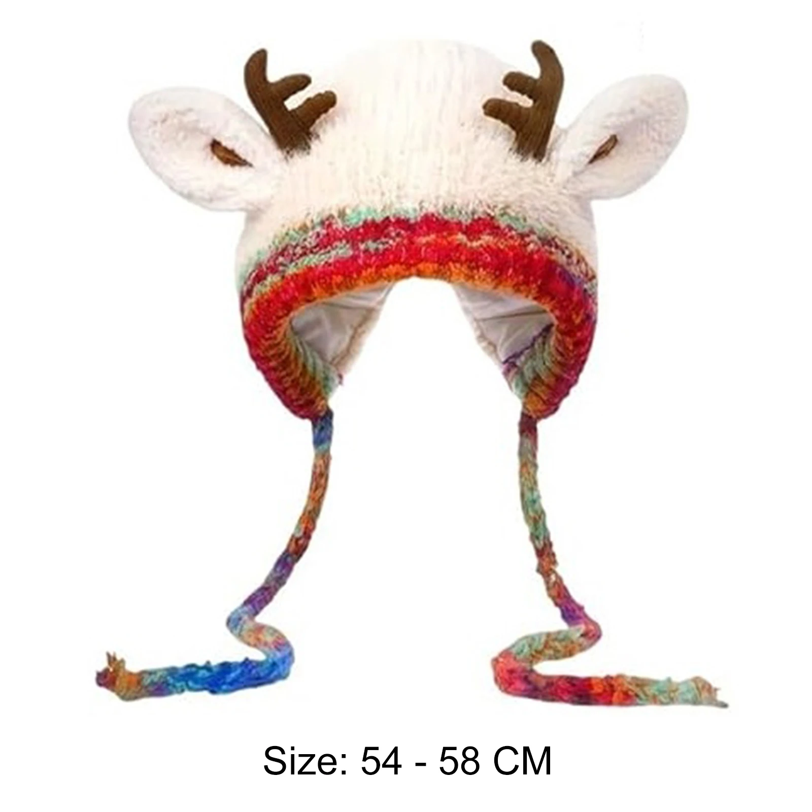 قبعة عيد الميلاد من القطيفة على شكل قرون عيد الميلاد، قبعة محبوكة سميكة لطيفة مع حماية للأذن، تحافظ على الدفء في الخريف والشتاء، غطاء أذن دافئ #6