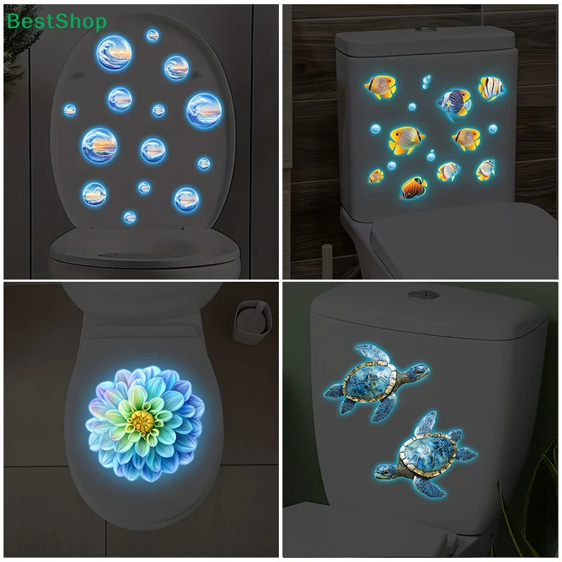 〔R〕Glow-in-the-Dark Flower Fairy Mandala Toilet Sticker Bathroom Decoration Toilet Lid Decorative Decal Self-Adhesive Removable