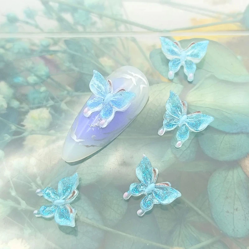 50 Stück Glitzerharz Bunte Mini Kristall Schmetterling Nail Art Flatback Strass Figuren DIY Miniaturen Scrapbook Dekor Handwerk