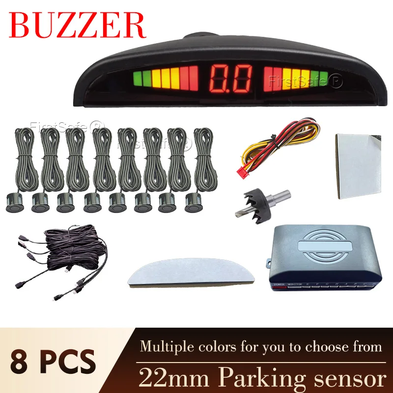 

Комплект из 8 парковочных датчиков с LED-дисплеем и зуммером для помощи при движении задним ходом, система обнаружения задних объектов