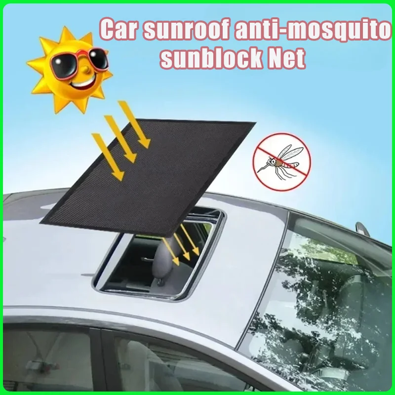 

Anti-Mosquito Car Sunroof Sunshade Magnetic Suction Screen Heat Insulation Ventilation Sunblock Net Car Roof Sunshade
