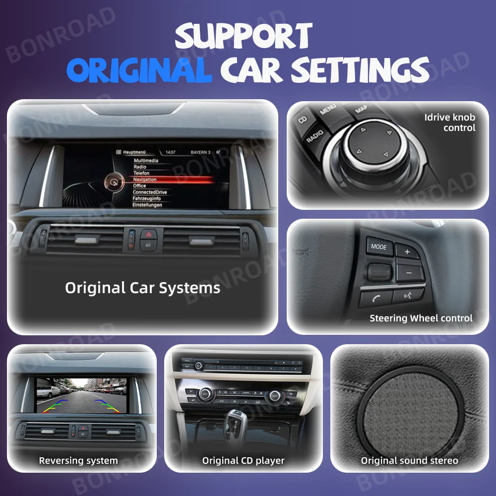 Bonroad 10.25" Wireless Carplay Android Auto Multimedia Display For BMW 5 Series F10 F11 CIC NBT System Mirrorlink Bluetooth GPS Navigatio Touch Screen - view 2