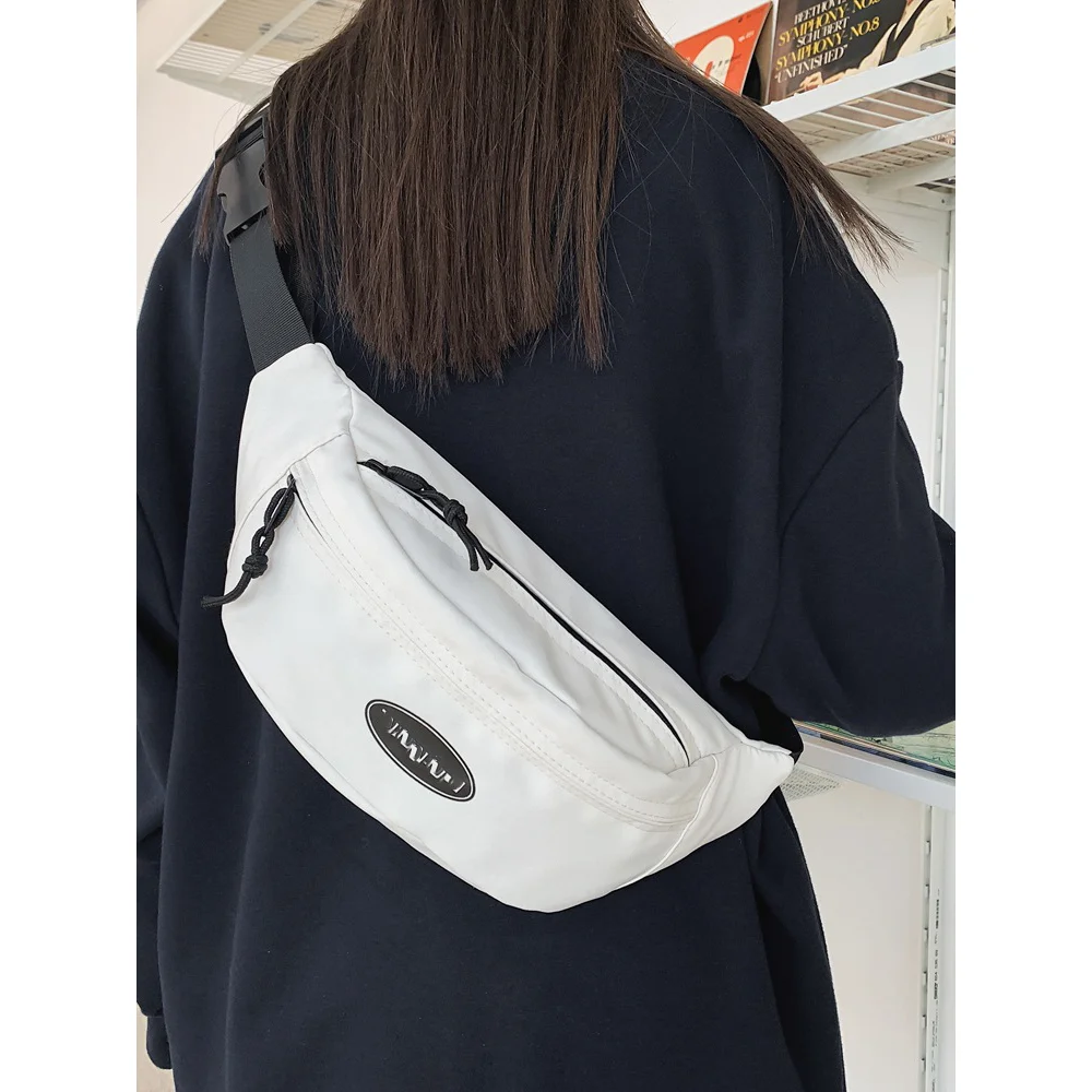 Bolsa de ombro simples e leve para mulheres e homens, pacote casual de cintura para celular de hip-hop estilo japonês