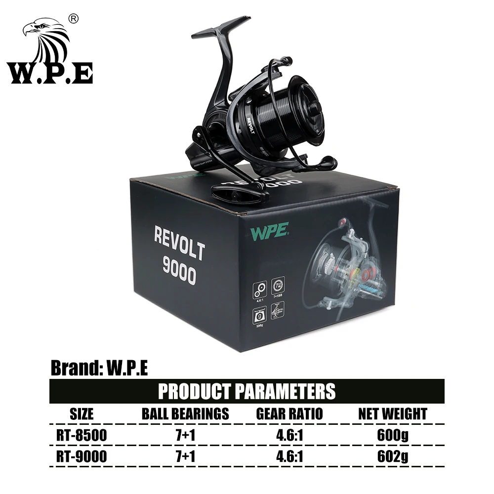 Imagem -03 - Wpe-revolta Spinning Fishing Reel Rolamentos de Esferas Tackle 8500 9000 4.6:1 Relação de Engrenagens Mais 1