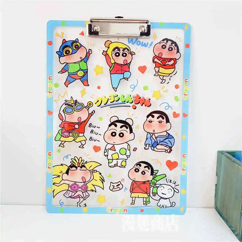 A4 File Folder Crayon Shin-Chan Writing Pad Memo Clip Board Clips Test Paper Storage Organizer School Supplies Office Stationary