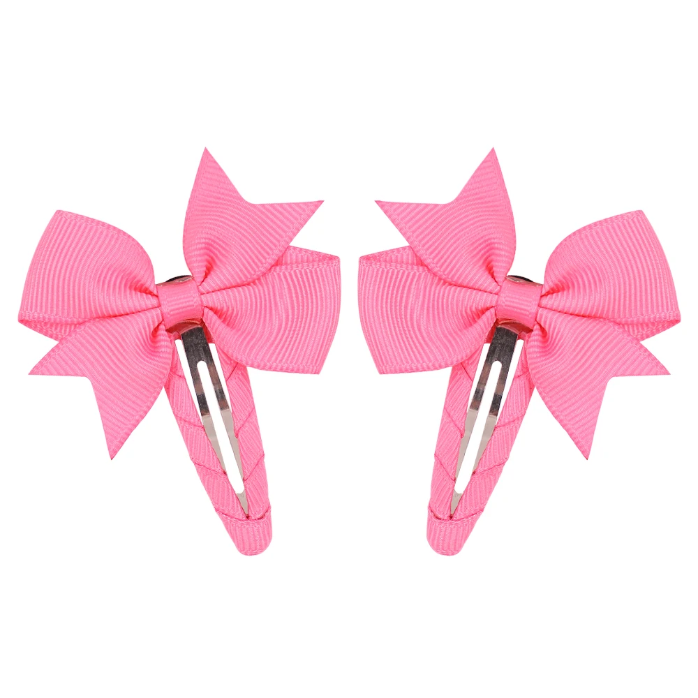 2Pcs/Lot Solid Color Bows Hair Clip For Kids Girls Ribbon Bowknot BB Clip Cute Baby Barrettes Hairpins Headwear Hair Accessories