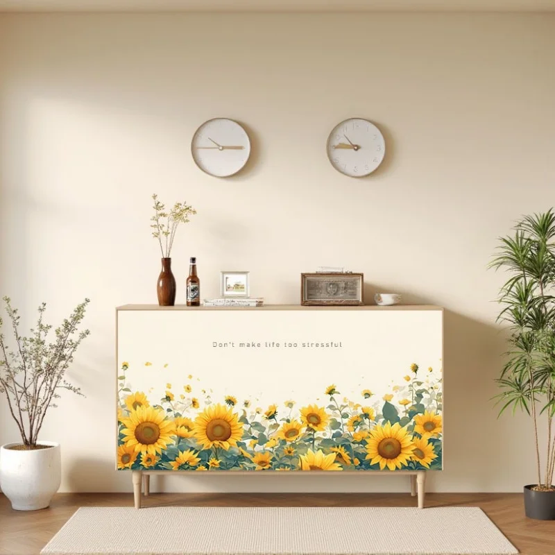 Rural Style Sunflower Partition Curtains, Kitchen Storage Cabinets, Ugly Curtains, Bathroom Cabinets, Decorative Curtains