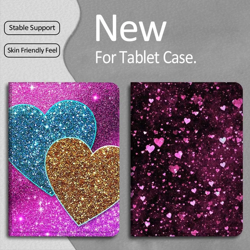 

Sparkling Color Love Heart For Apple iPad Pro Air 13 2 7th 6th 2025 M2 M3 M4 M512.9 13 inch Foldable Tablet Case Gift