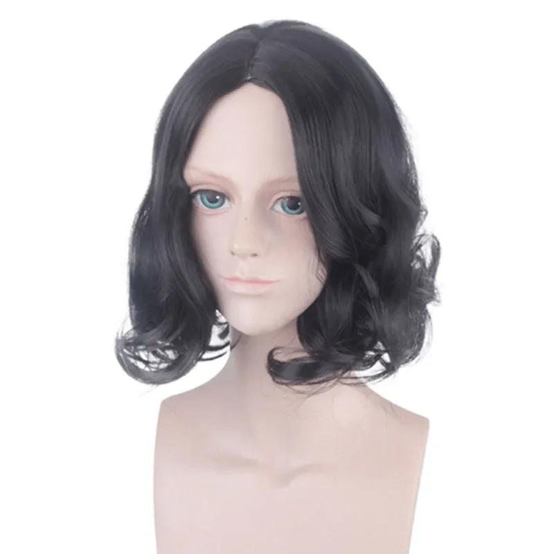 Peluca de cabello rizado sintético negro de película Severus Snape, fibra resistente al calor, Cosplay, alta calidad