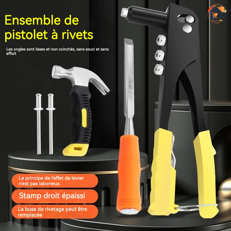 

Heavy Duty Riveter Set,Pop Rivet Gun and Blind Rivets Assortment Kit Hand Tools Rivet Nut Tool