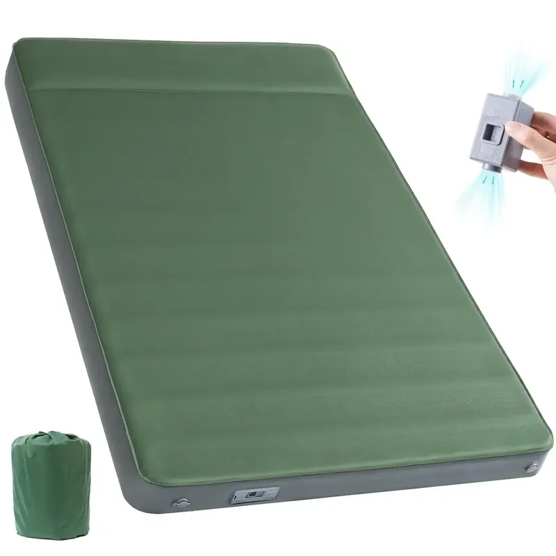 Double Self Inflating Camping Mattress with Built in Pump Thick Memory Foam Sleeping Pad for Outdoor Hiking Travel Tent Bed