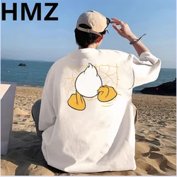 HMZ Summer Fashion Men T Shirts Hip Hop Tees Men Casual Daily Cartoon Print Tshirt Cotton Oversized High Street Top Tees 5XL