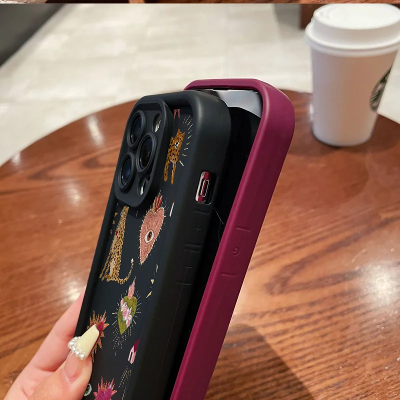For IPhone 16 Pro Case Floral Leopard Eyes Silicone Phone Case for Iphone 11 12 13 14 15 Pro Max XS X XR 7 8 Plus SE 2022 Covers