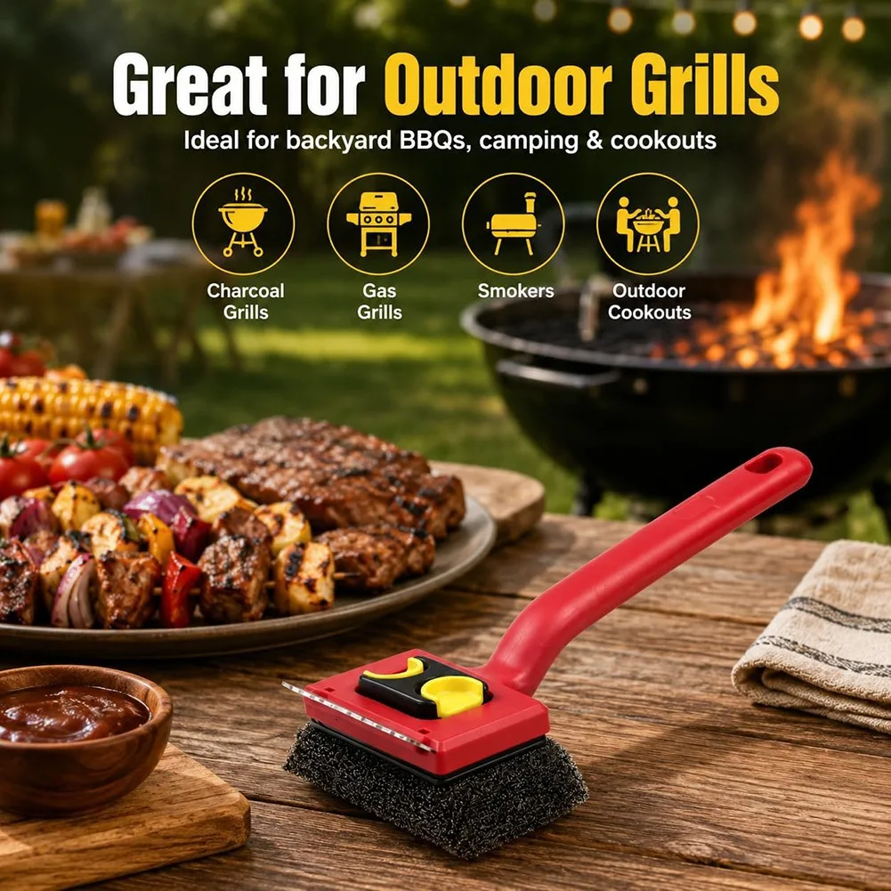 Bristle-Free BBQ Grill Brush for Outdoor Grill,Steam Grill Cleaner with Scraper for Charcoal,Porcelain, Cast Iron Grates