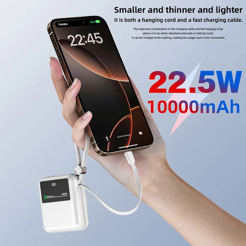 Mini 66W Battery Power PD 22.5W 10000mAh Portable PowerBank External Rechargeable Batteries for iPhone Samsung Portable Charger