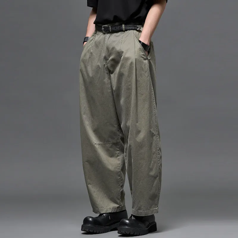 Cotton High-Grade Washed Japanese-Style Retro Matchet Pants Men's and Women's Loose Straight Wide-Leg Pants
