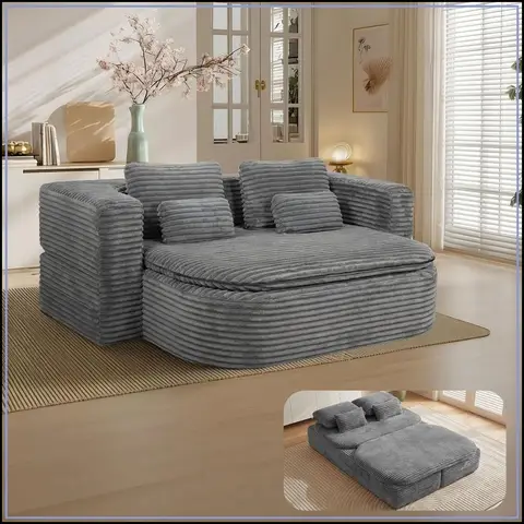 75'' Folding Sleeper Sofa Bed, Memory Foam Boneless Couch
