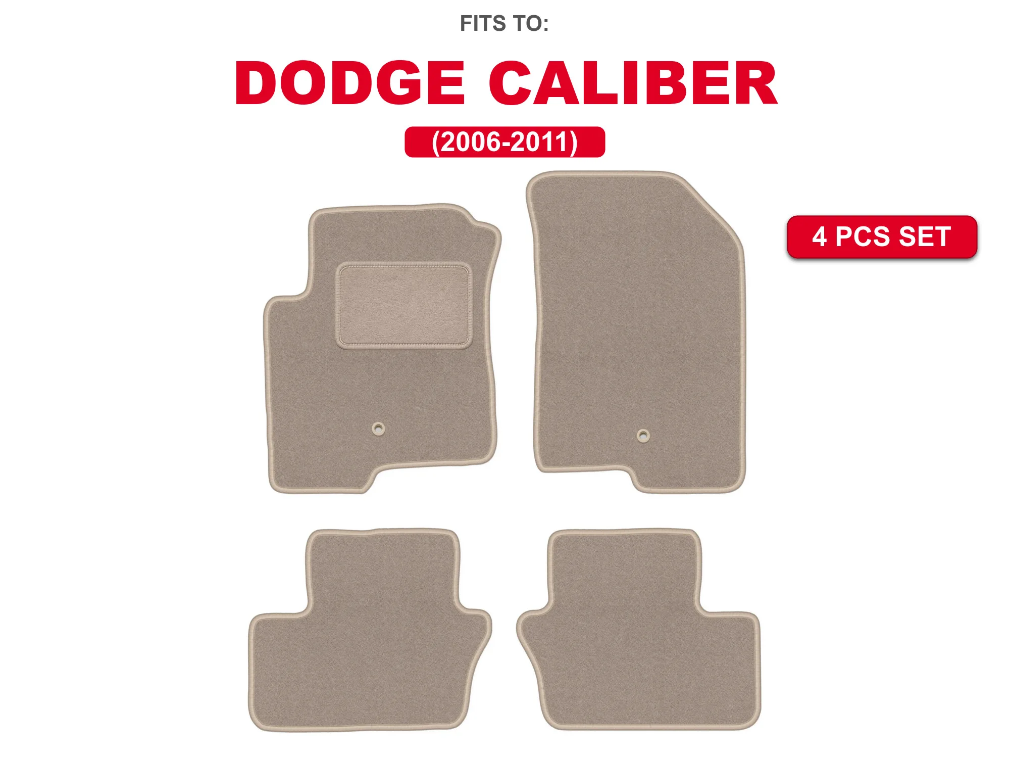Auto velour matten voor: Dodge Caliber 2006-2011 hatchback beige automatten set