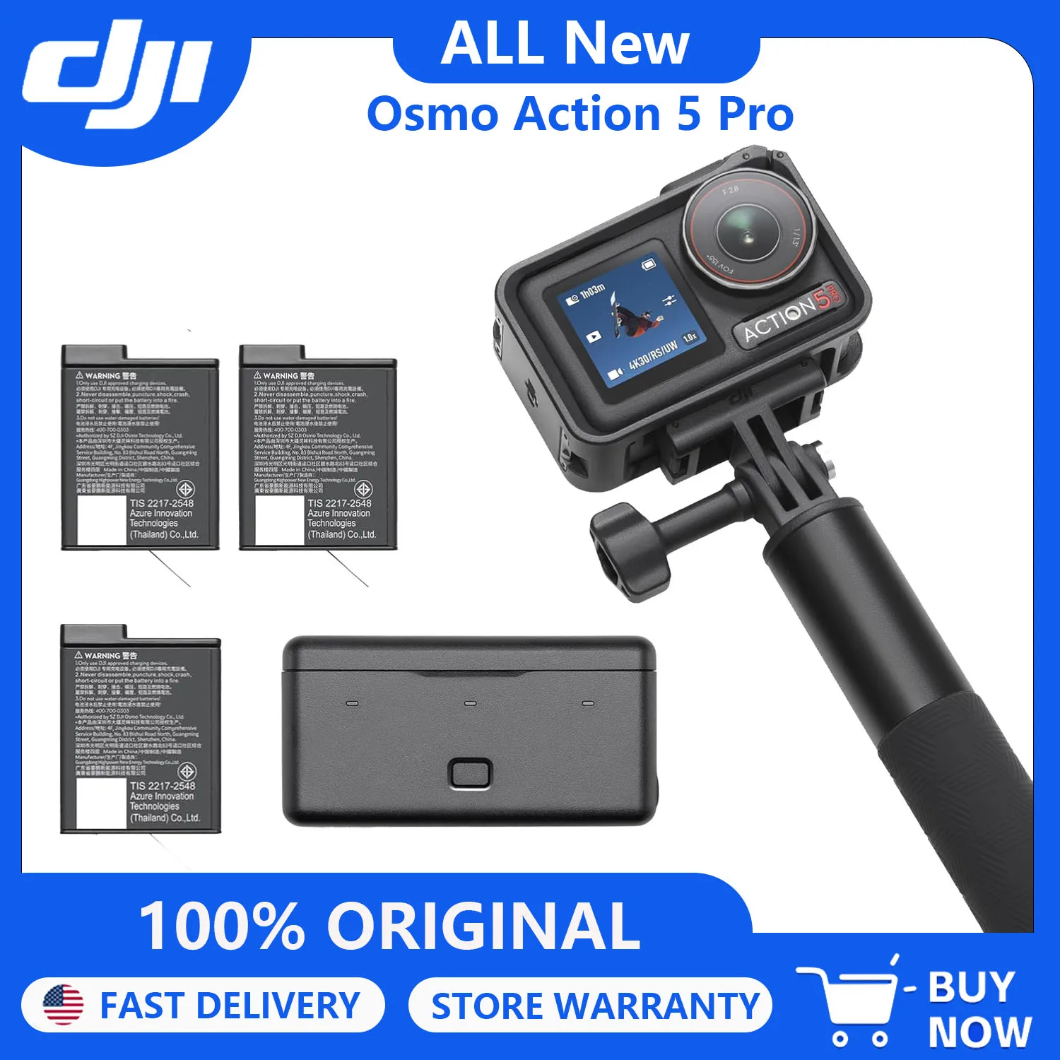 ALL New DJI Osmo Action 5 Pro Adventure Combo, Waterproof Action Camera 1/1.3