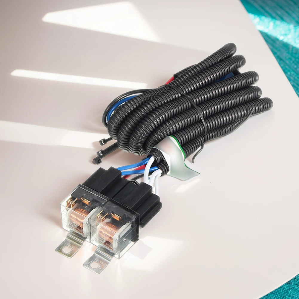H4 Car LED Headlight Relay Wiring Harness Kit Headlamp Enhancer Brightener Headlamp Relay Wiring Harness for 12V H4 Bulb Models