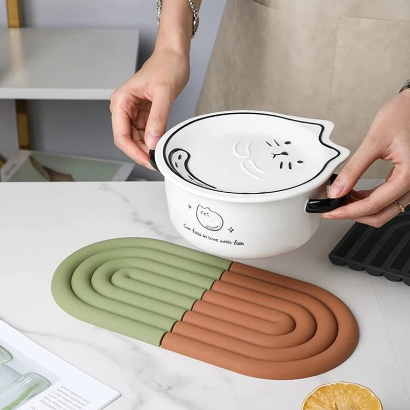 Rainbow Silicone Mat Pot Mat Thermal Mat Table Heat Resistant High Temperature Cup Thickened To Prevent Scalding