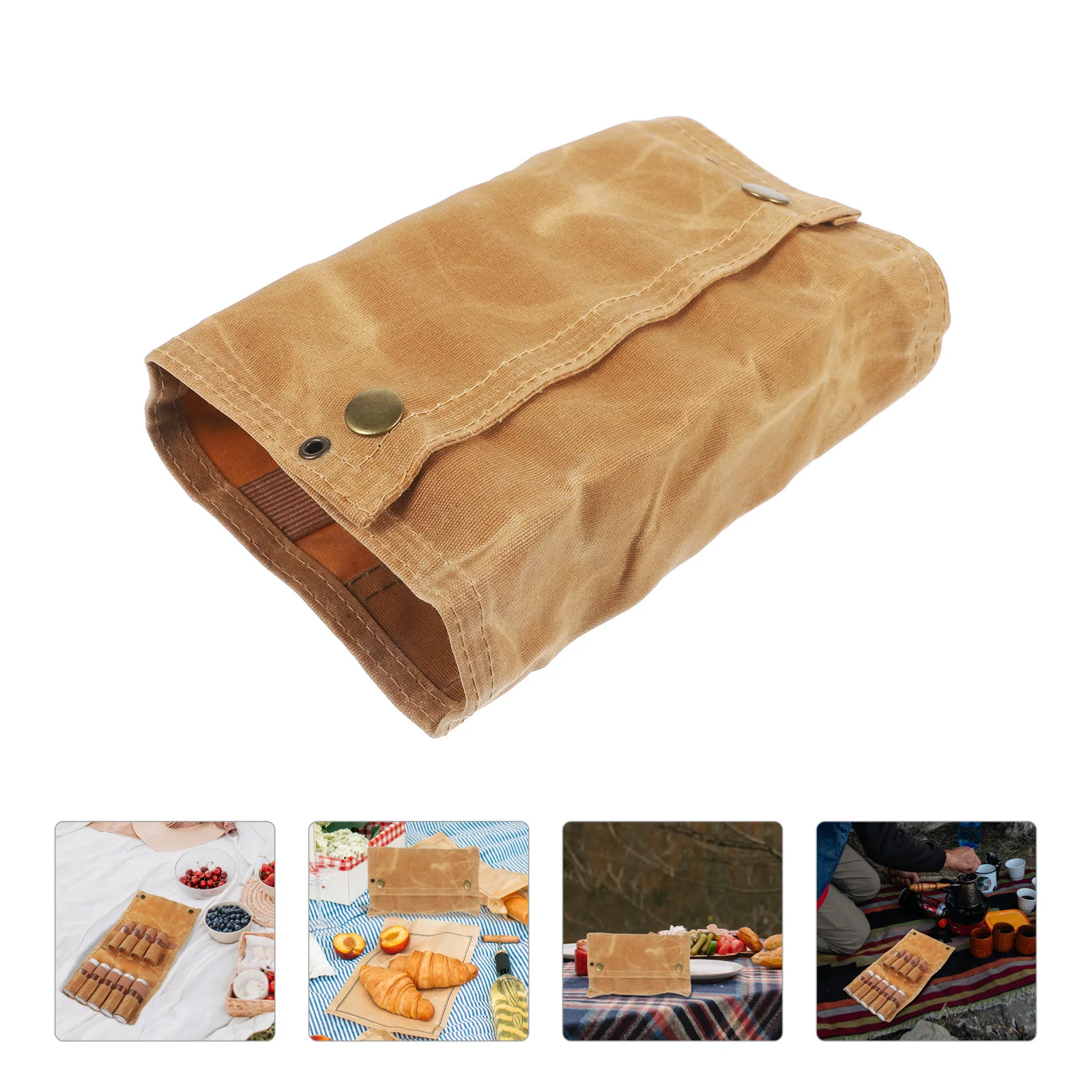 

1Set Portable Spice Bottle with Storage Pouch Lightweight Foldable Camping Spice Container for Travel Outdoor Fishing Hunting