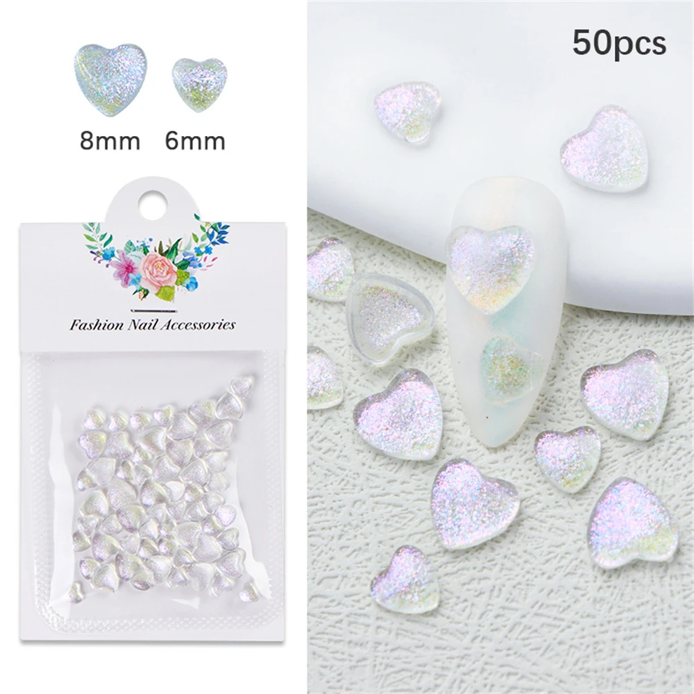 1~4PCS Shiny Colorful Love Nail Enhancements Easy To Apply 3d Transparent Water Drill Accessories Color Flash Nail Rhinestone