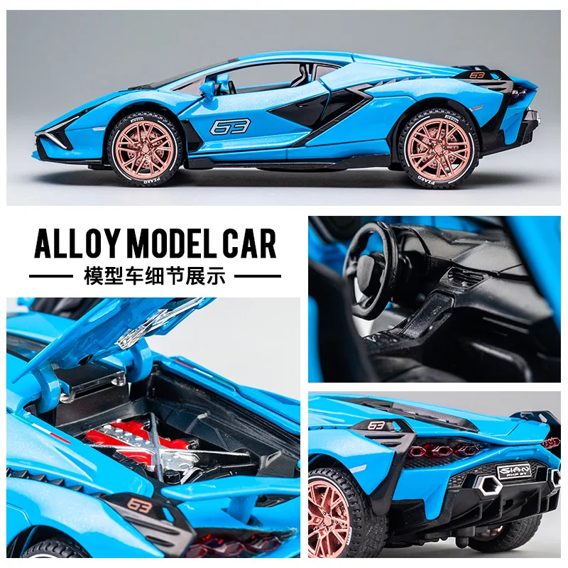 Lamborghini SIAN – voiture Flash en alliage moulé, 1:32, modèle de voiture de sport, jouet à tirer, Collection cadeau pour enfants F28