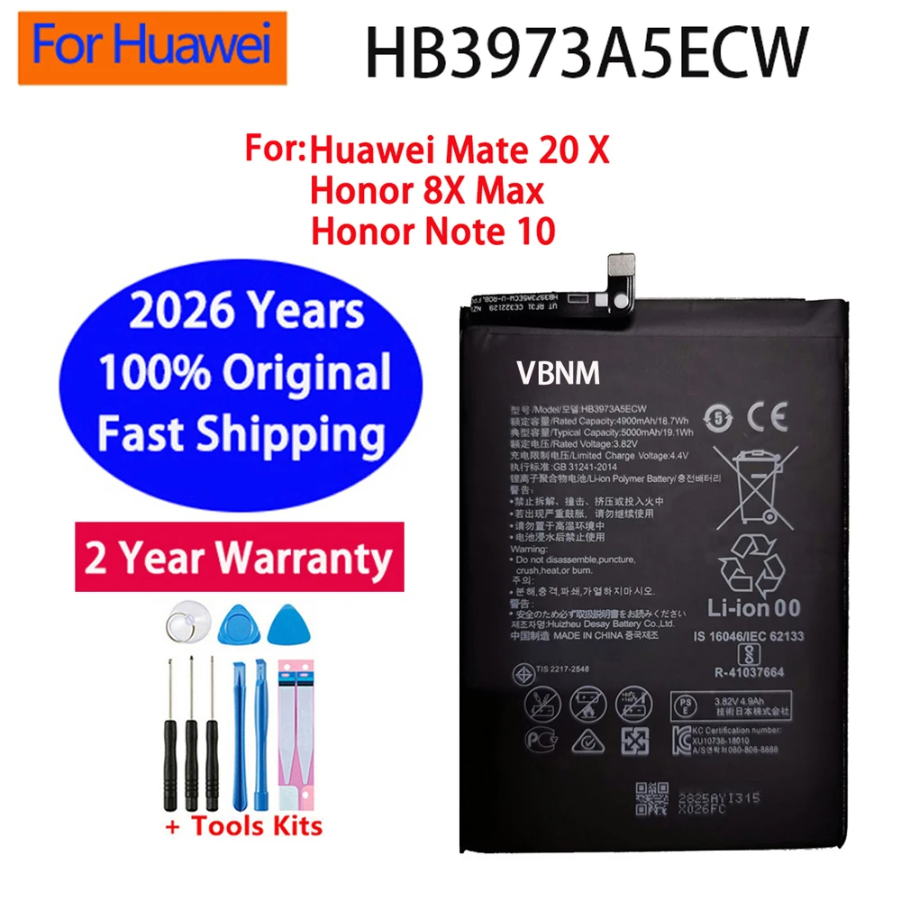 Batería HB3973A5ECW de 5000mAh para Huawei Honor Note 10 RVL-AL09 RVL-AL10 Mate 20 X 20X Mate20X EVR-AL00 Honor 8X Max, Año 2026