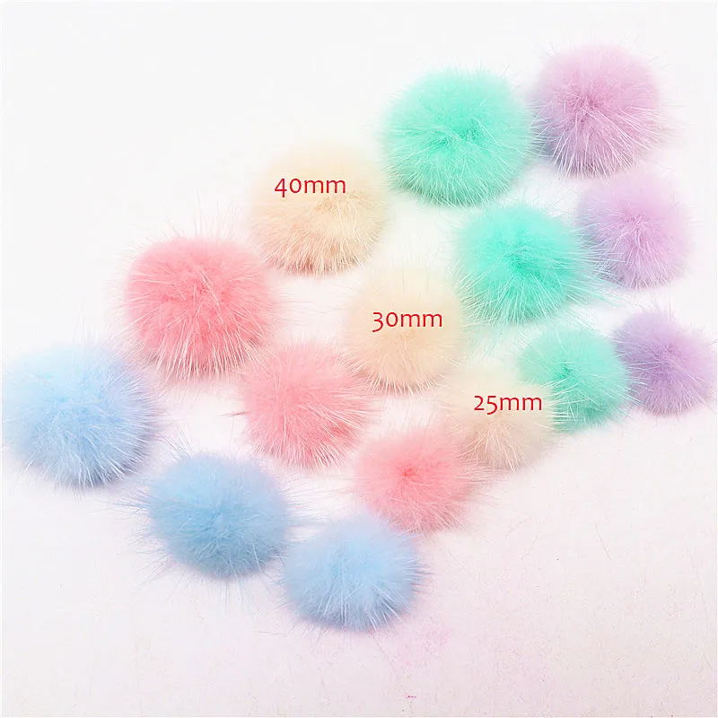 Prawdziwe futro z norek piłka Pompon 25mm 30mm 40mm miękkie pompony 3cm 4cm DIY pom pom futro akcesoria do wyrobu biżuterii materiały do szycia