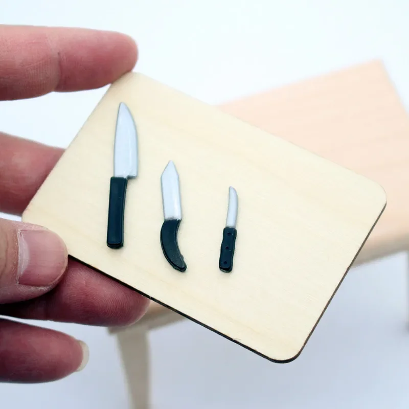1set Mini Kithcen Tools Knives Cutting Board Dollhouse Model Food BJD Peripheral Kitchen Scale Scene Home Decor Doll Accessories