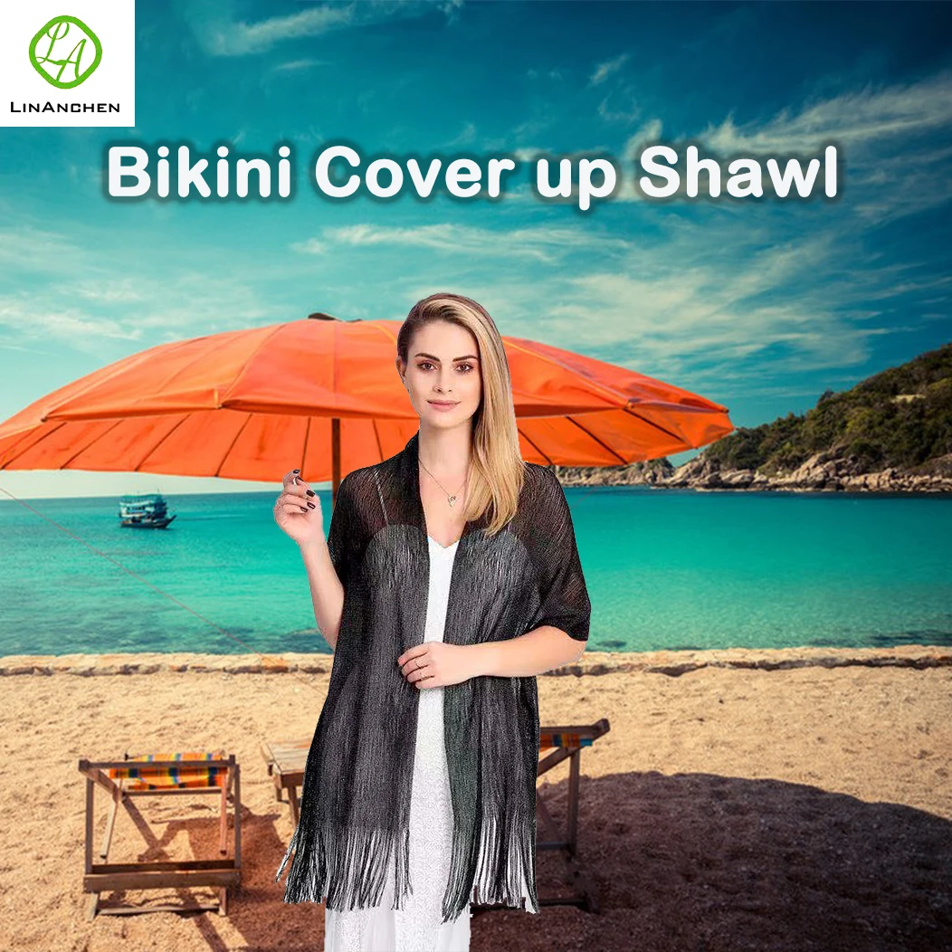 Hot Women\'s Bikini Cover up Thin Shawl Hollow Out Tassel Swimsuit Shawl Cheongsam Knit Overlay Female Swim Wear Cover ups