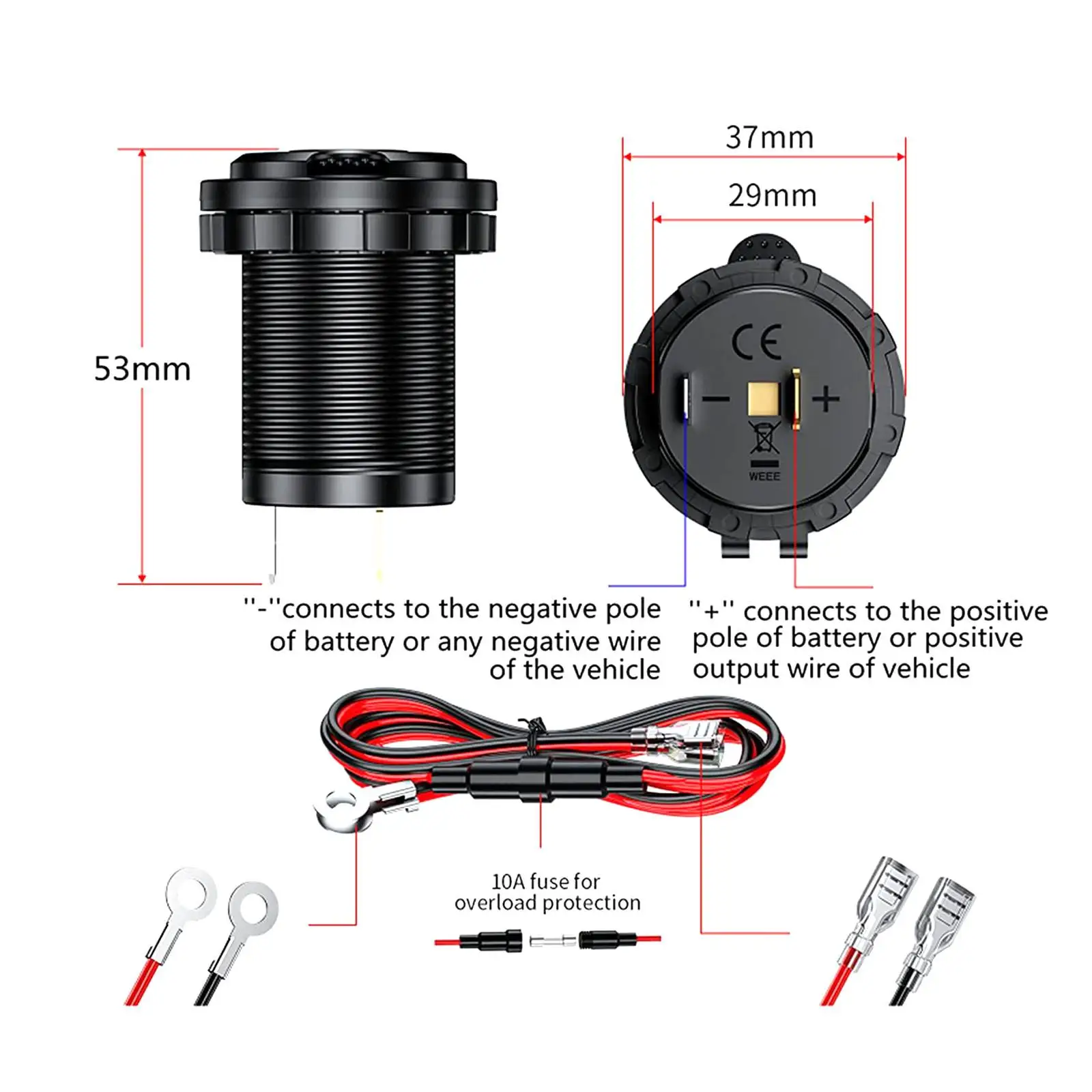 Lighter Power Outlet Socket for Automotive Truck RV Boat 12V Lighter Socket