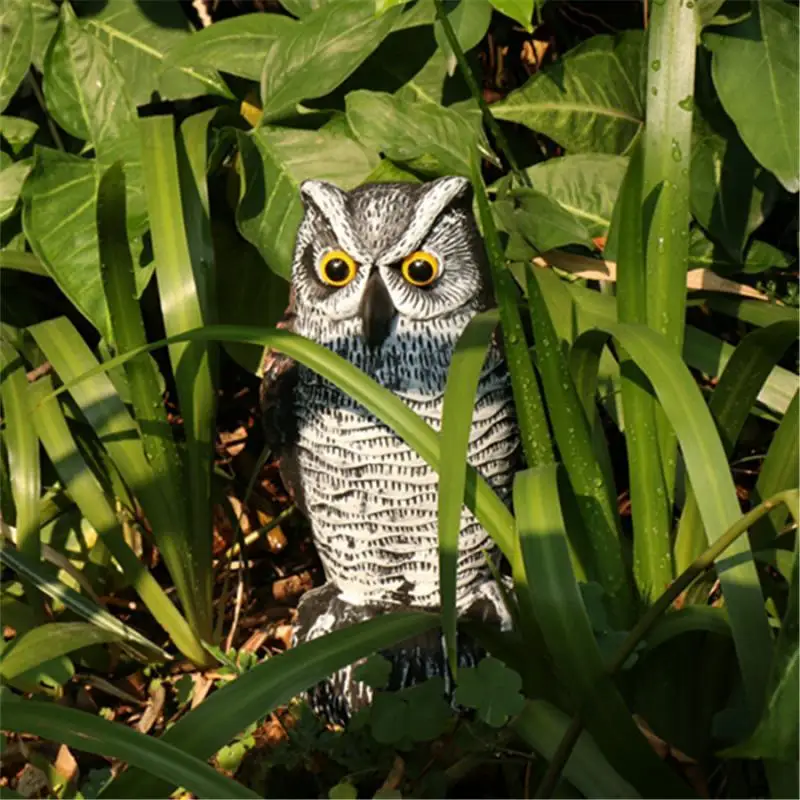 Fake Owl Decoy for Outdoor Garden Decoration Plastic Crow Repellent Scarecrow Ornament Bird Scarer for Yard Fence