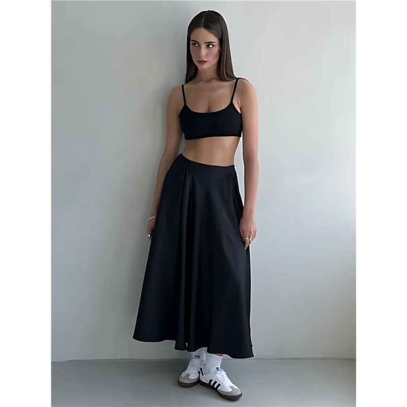 

NEW-Skirts For Women High Waist Skirt Elegant Midi Skirt Satin