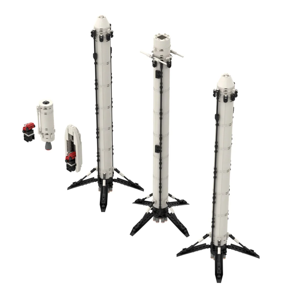 MOC-75766 SpaceXS Falcon Heavy Rocket Saturn V Scale Spaceship Building Blocks Set Idea Assemble Bricks Toys Boy Birthday Gift