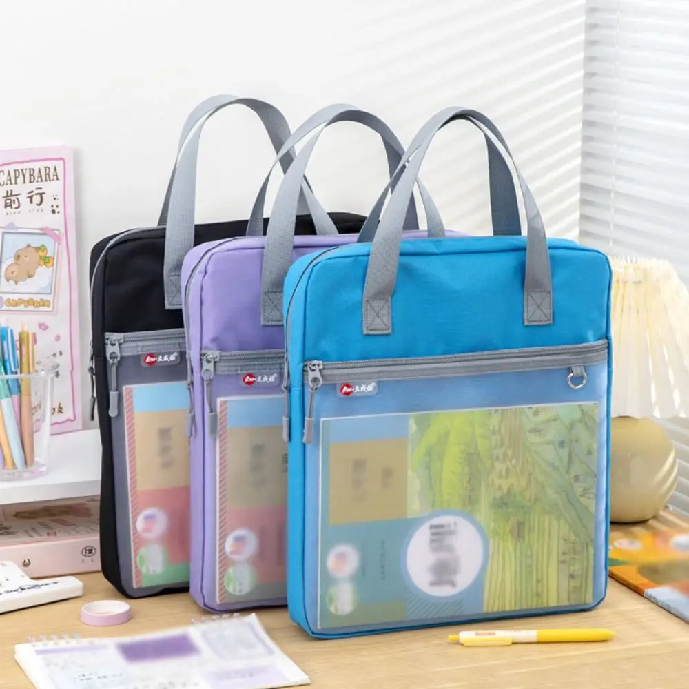 

Portable Book Storage Bag Waterproof Handheld A4 File Organizer Dustproof Large Capacity Art Storage Bag Back To School