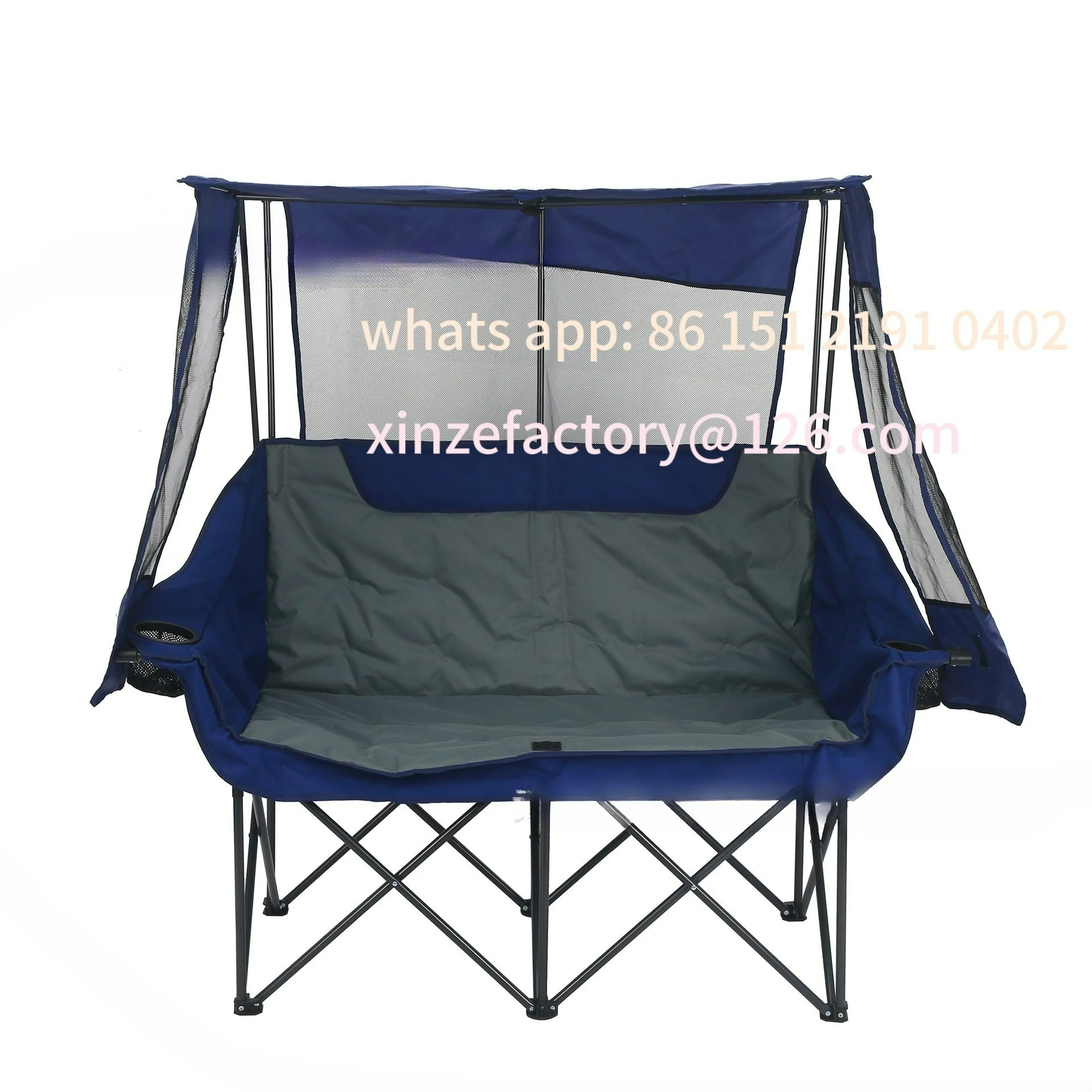 

Customizable Outdoor Folding Camping Double Chair Reclining Backrest Sofa Chair Folding Stool