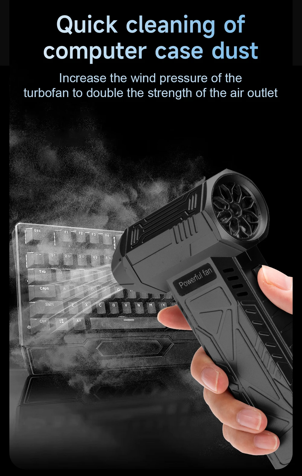 130000RPMTurbojet fan, rechargeable blower, infinitely variable speed, handheld brushless motor, cross jet gun car cleaning tooL