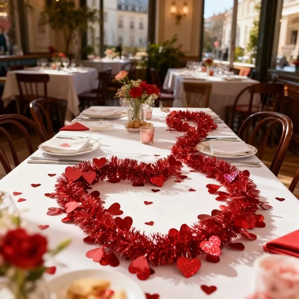 

5M Heart Tinsel Garland Love Sequins DIY Valentines Garland Heart Snowflake Cupid the God of Love Hanging Decor Valentines Party