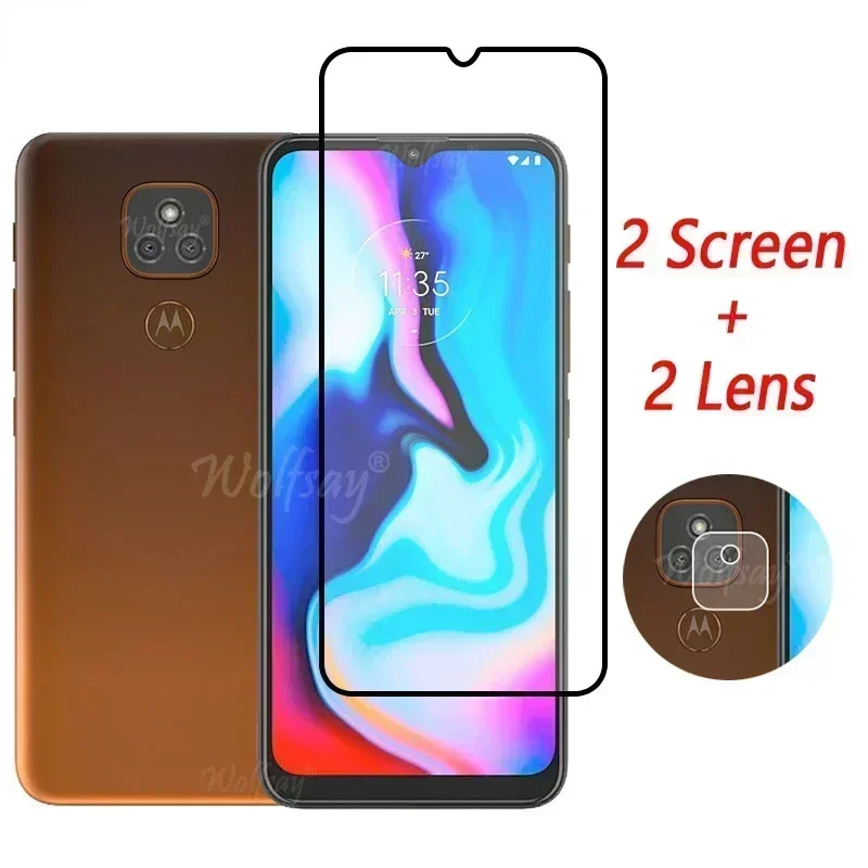 Cubierta completa de vidrio templado para Motorola Moto E7 Plus, Protector de pantalla para Motorola E7 Plus, cristal de cámara para Moto E7 Plus